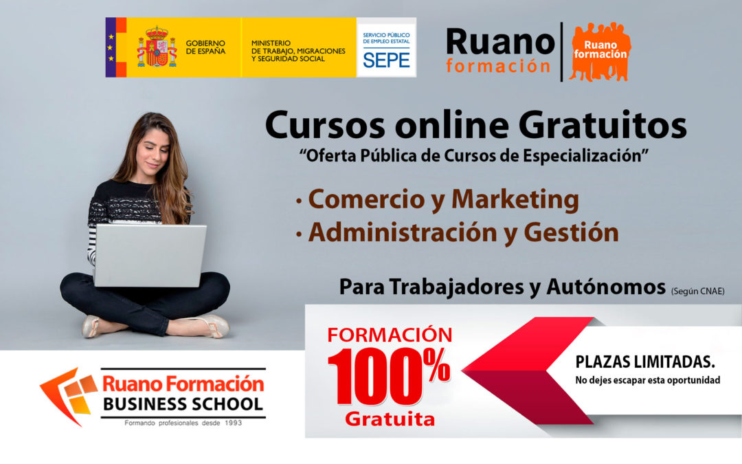 Cursos TIC Online Gratuitos para sectores de Comercio y Marketing y Administración y Gestión Autónomos/as y Trabajadores/as en activo.