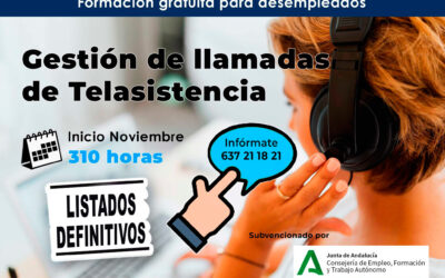 LISTADO DEFINITIVO ALUMNADO SELECCIONADO CURSO: GESTIÓN DE LLAMADAS DE TELEASISTENCIA